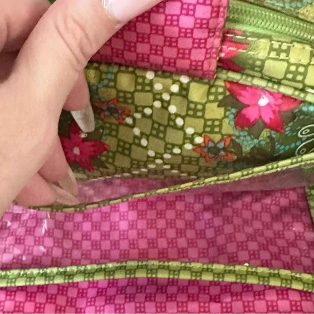 OILILY pink and green floral TRAVEL cosmetics bag